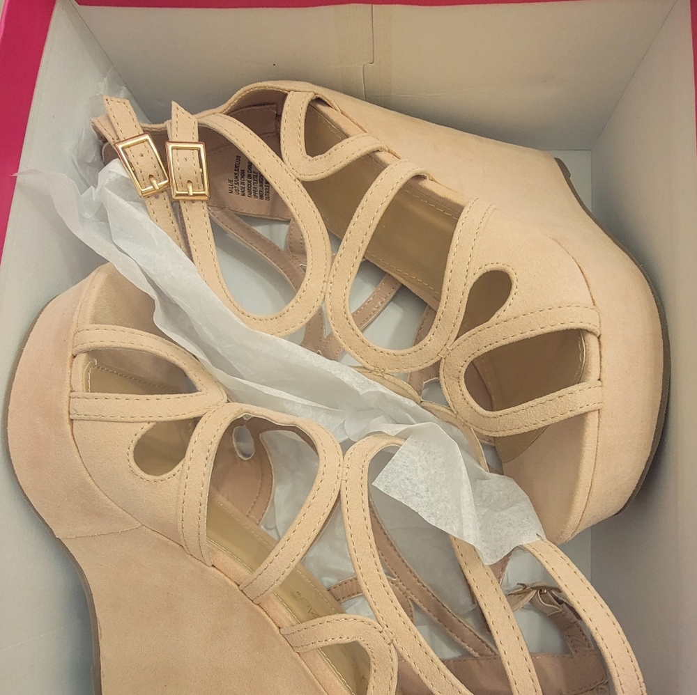 Brand New Sexy Strapper wedges w/zip up heel